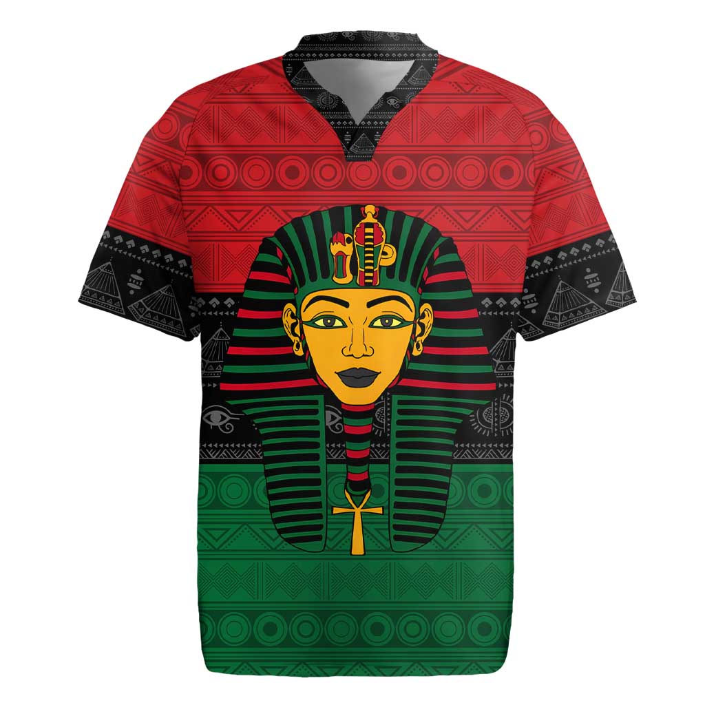 Personalized Ancient Egypt Rugby Jersey - Pharaoh in Pan-African Colors