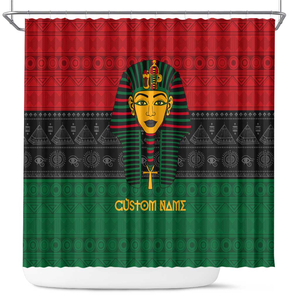 Personalized Ancient Egypt Shower Curtain - Pharaoh in Pan-African Colors