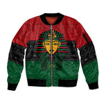 Personalized Ancient Egypt Sleeve Zip Bomber Jacket - Pharaoh in Pan-African Colors