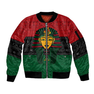 Personalized Ancient Egypt Sleeve Zip Bomber Jacket - Pharaoh in Pan-African Colors