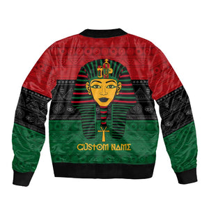 Personalized Ancient Egypt Sleeve Zip Bomber Jacket - Pharaoh in Pan-African Colors