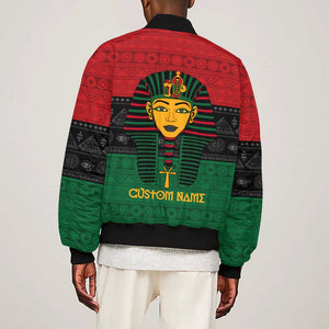 Personalized Ancient Egypt Sleeve Zip Bomber Jacket - Pharaoh in Pan-African Colors