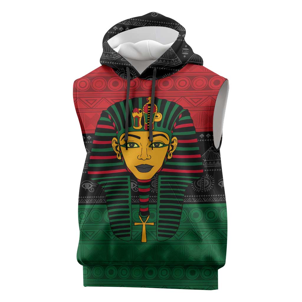 Personalized Ancient Egypt Sleeveless Hoodie - Pharaoh in Pan-African Colors - African Pride