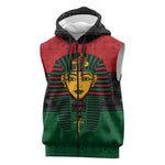 Personalized Ancient Egypt Sleeveless Zip Hoodie - Pharaoh in Pan-African Colors - African Pride