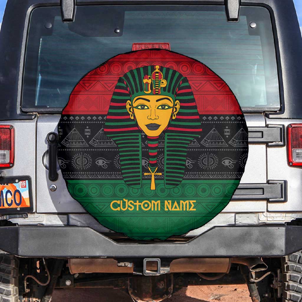 Personalized Ancient Egypt Spare Tire Cover - Pharaoh in Pan-African Colors