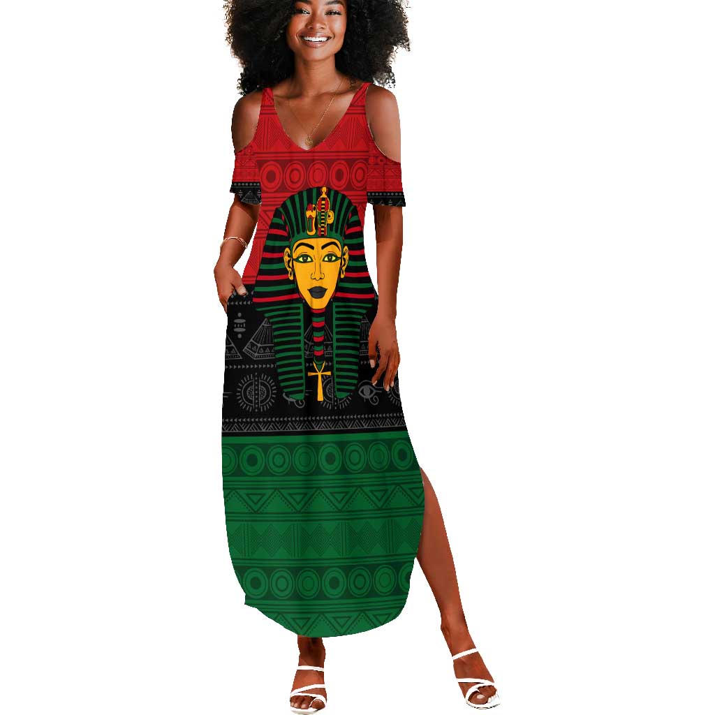 Personalized Ancient Egypt Summer Maxi Dress - Pharaoh in Pan-African Colors