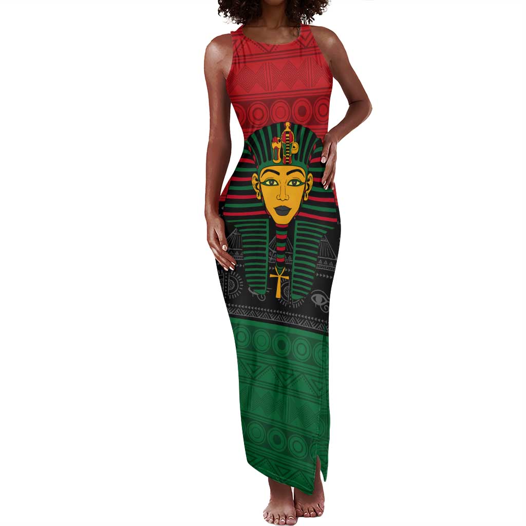 Personalized Ancient Egypt Tank Maxi Dress - Pharaoh in Pan-African Colors