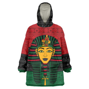 Personalized Ancient Egypt Wearable Blanket Hoodie - Pharaoh in Pan-African Colors