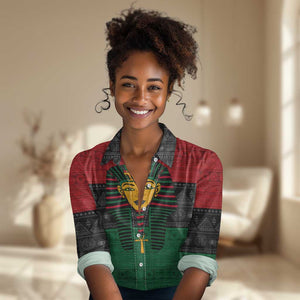 Personalized Ancient Egypt Women Casual Shirt - Pharaoh in Pan-African Colors