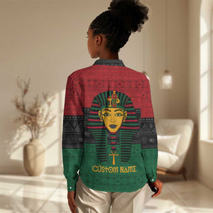 Personalized Ancient Egypt Women Casual Shirt - Pharaoh in Pan-African Colors