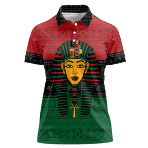 Personalized Ancient Egypt Women Polo Shirt - Pharaoh in Pan-African Colors