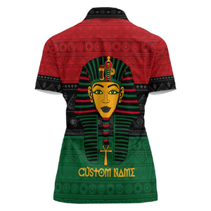 Personalized Ancient Egypt Women Polo Shirt - Pharaoh in Pan-African Colors