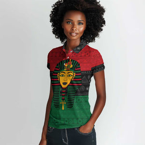 Personalized Ancient Egypt Women Polo Shirt - Pharaoh in Pan-African Colors