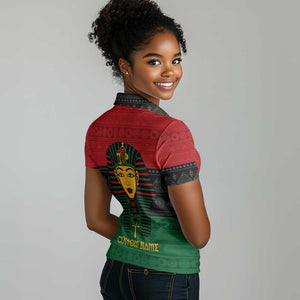 Personalized Ancient Egypt Women Polo Shirt - Pharaoh in Pan-African Colors