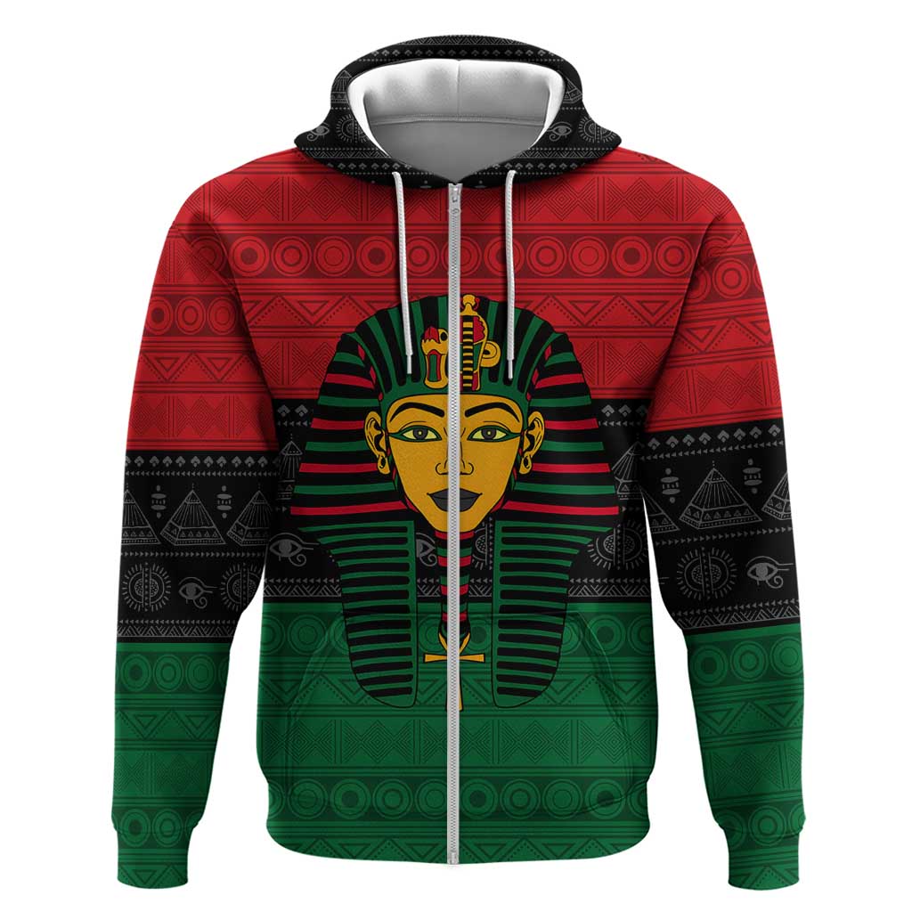 Personalized Ancient Egypt Zip Hoodie - Pharaoh in Pan-African Colors