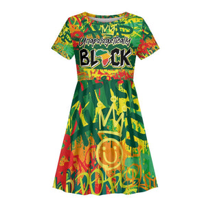 Personalized African Design Kid Short Sleeve Dress - Unapologetically Black