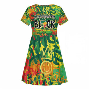 Personalized African Design Kid Short Sleeve Dress - Unapologetically Black