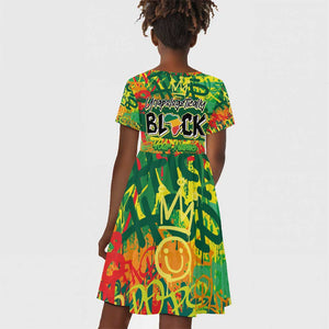 Personalized African Design Kid Short Sleeve Dress - Unapologetically Black