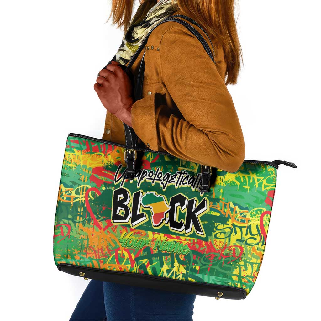 Personalized African Design Leather Tote Bag - Unapologetically Black