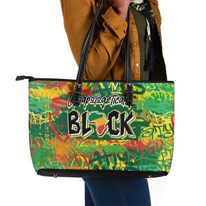 Personalized African Design Leather Tote Bag - Unapologetically Black