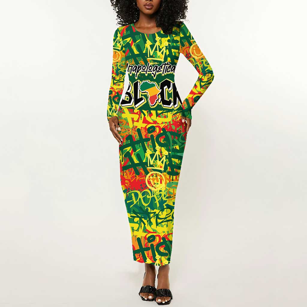 Personalized African Design Long Sleeve Bodycon Dress - Unapologetically Black