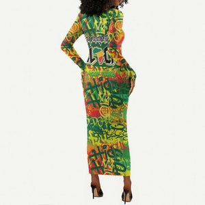 Personalized African Design Long Sleeve Bodycon Dress - Unapologetically Black