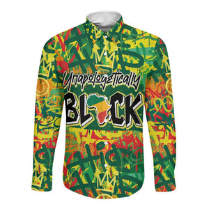 Personalized African Design Long Sleeve Button Shirt - Unapologetically Black