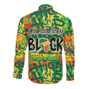 Personalized African Design Long Sleeve Button Shirt - Unapologetically Black