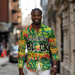 Personalized African Design Long Sleeve Button Shirt - Unapologetically Black