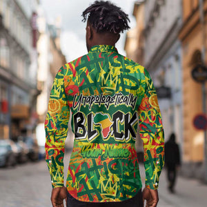 Personalized African Design Long Sleeve Button Shirt - Unapologetically Black