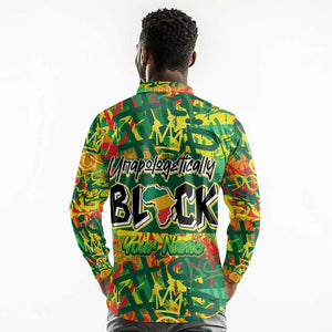 Personalized African Design Long Sleeve Polo Shirt - Unapologetically Black