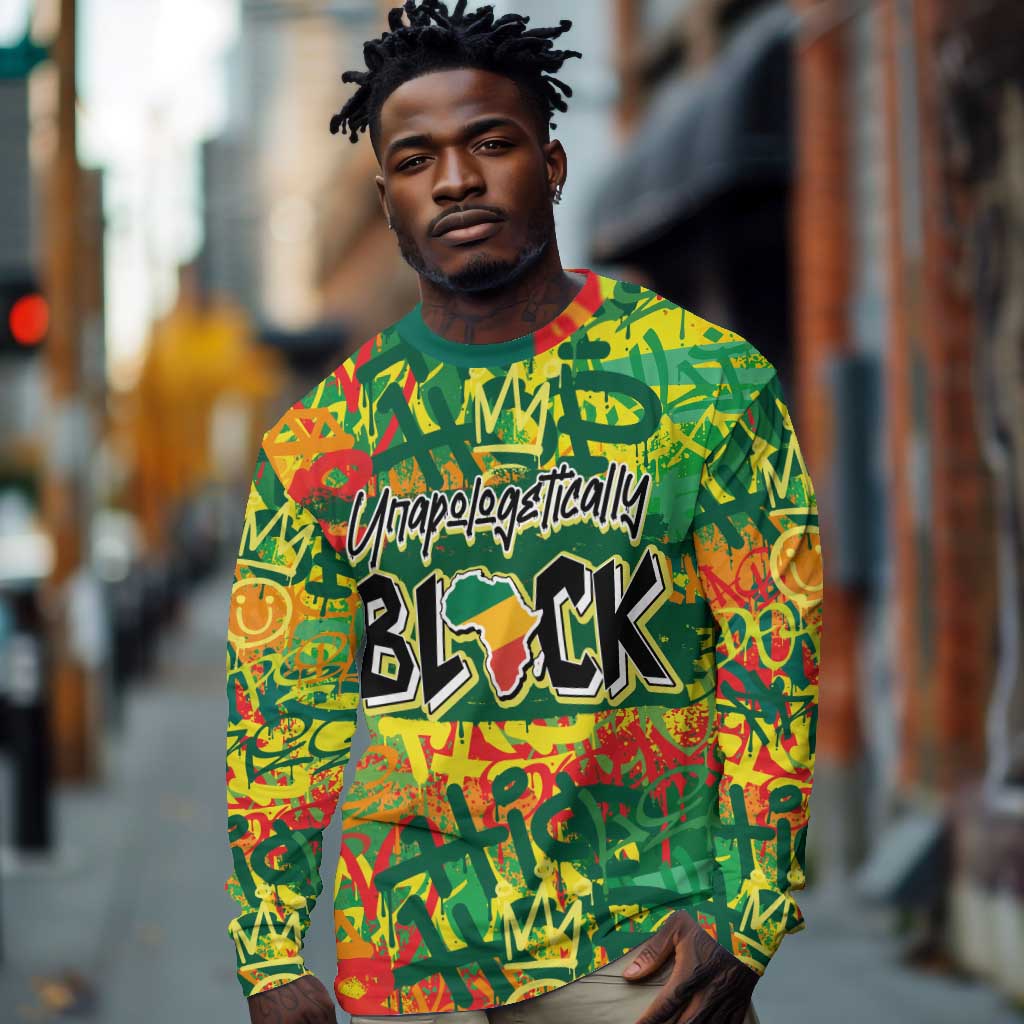 Personalized African Design Long Sleeve Shirt - Unapologetically Black DT02