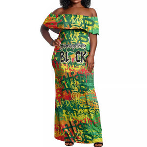 Personalized African Design Off Shoulder Maxi Dress - Unapologetically Black