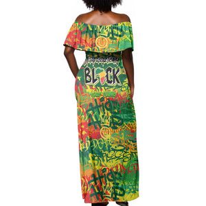 Personalized African Design Off Shoulder Maxi Dress - Unapologetically Black