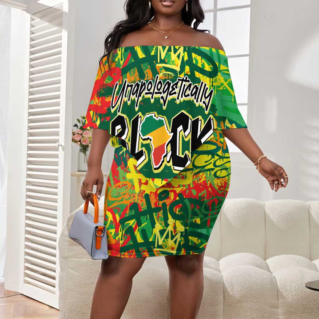 Personalized African Design Off Shoulder Short Dress - Unapologetically Black