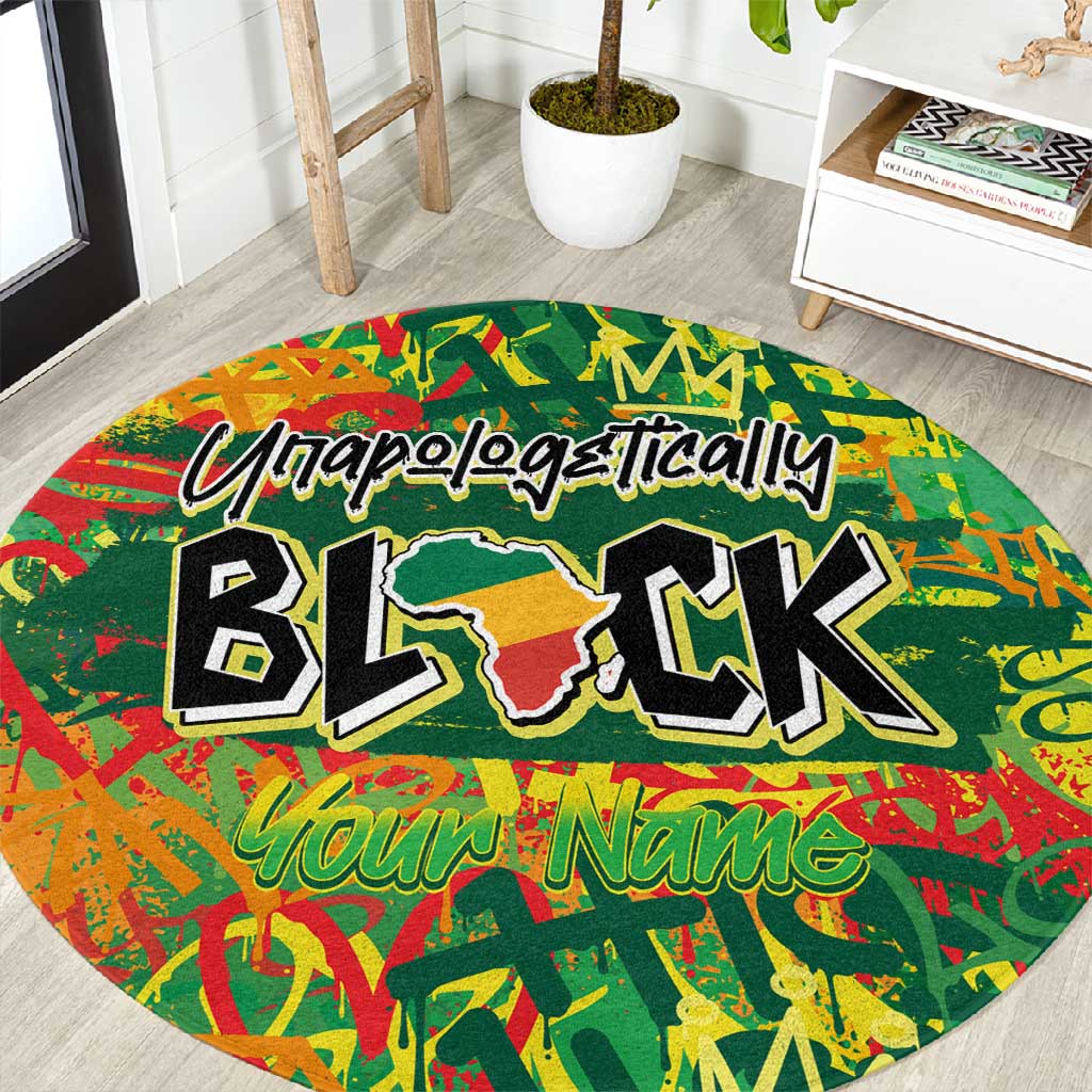 Personalized African Design Round Carpet - Unapologetically Black