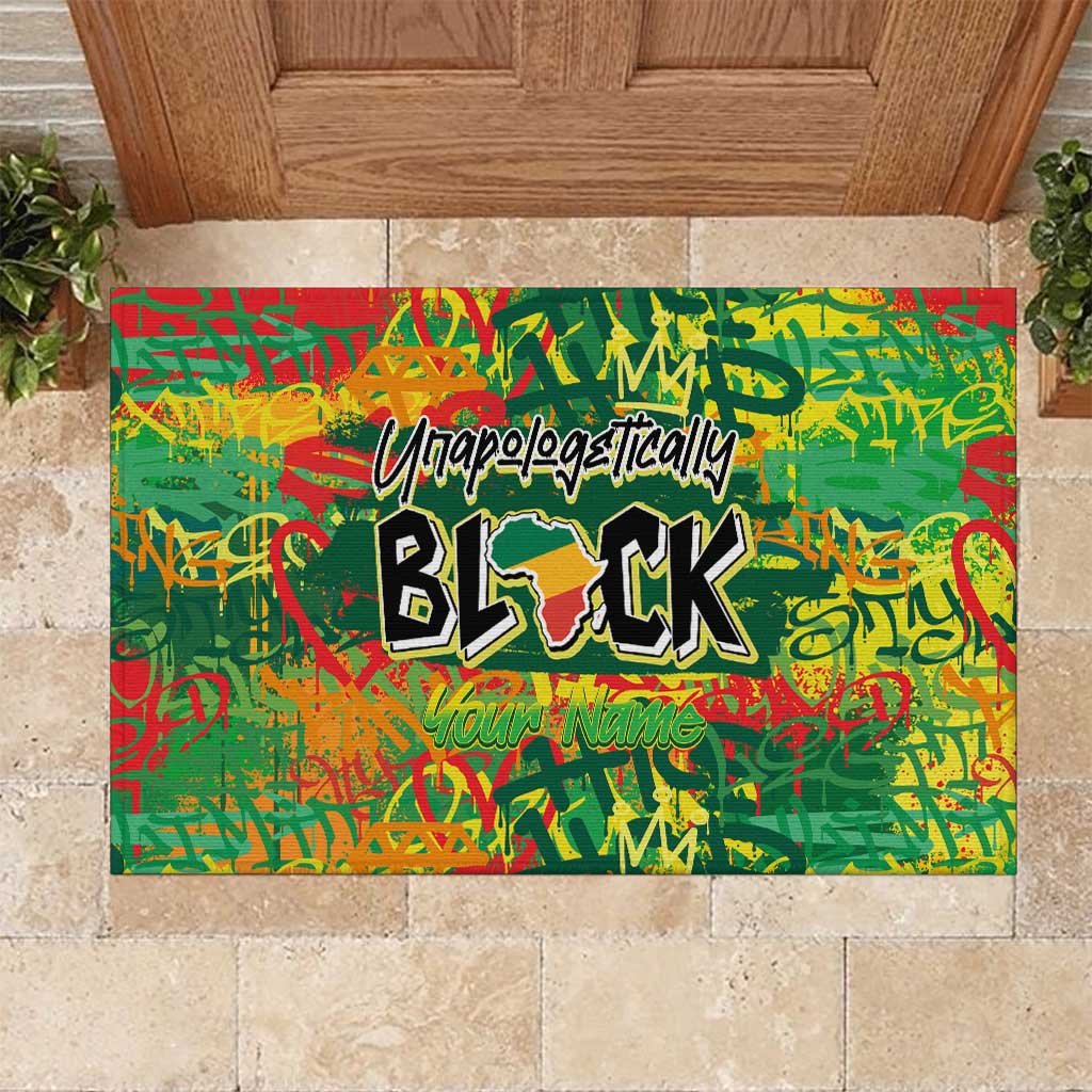 Personalized African Design Rubber Doormat - Unapologetically Black