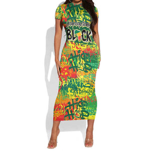 Personalized African Design Short Sleeve Bodycon Dress - Unapologetically Black