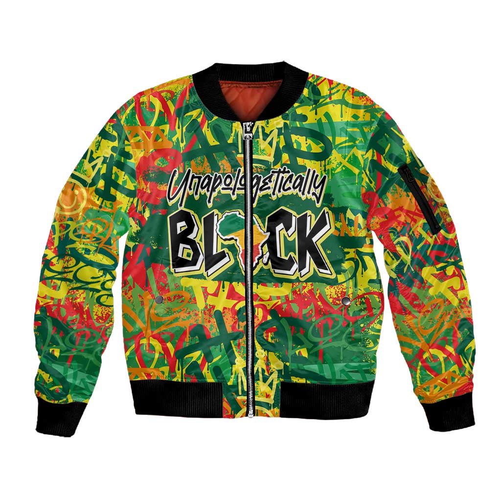 Personalized African Design Sleeve Zip Bomber Jacket - Unapologetically Black