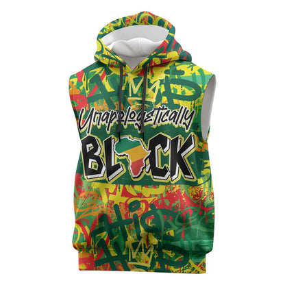 Personalized African Design Sleeveless Hoodie - Unapologetically Black - African Pride