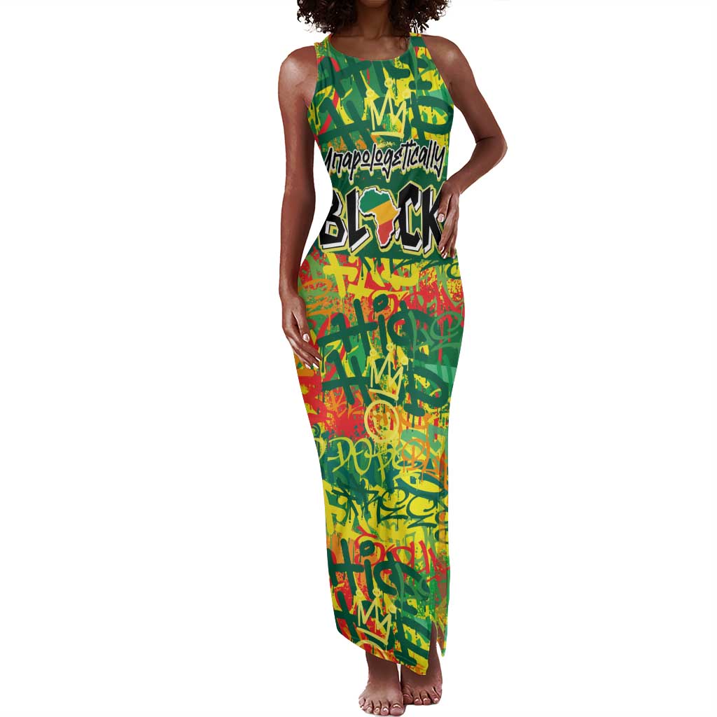 Personalized African Design Tank Maxi Dress - Unapologetically Black