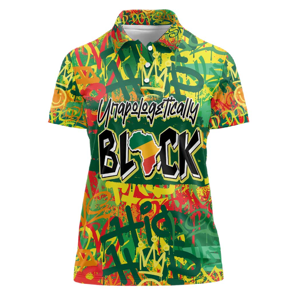 Personalized African Design Women Polo Shirt - Unapologetically Black