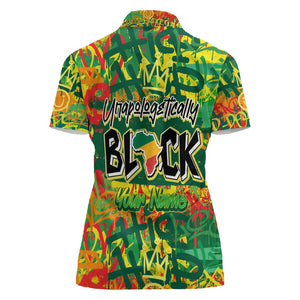 Personalized African Design Women Polo Shirt - Unapologetically Black