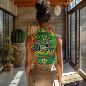 Personalized African Design Women Sleeveless Polo Shirt - Unapologetically Black