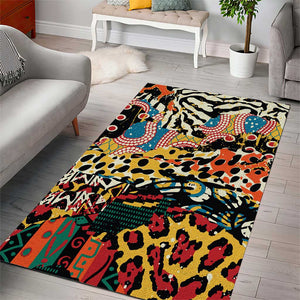 African Wildlife Area Rug Animal Pattern