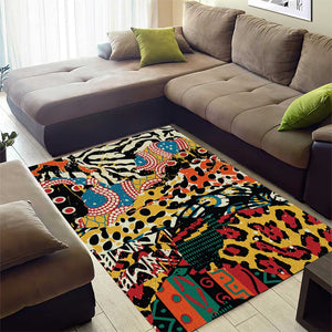 African Wildlife Area Rug Animal Pattern