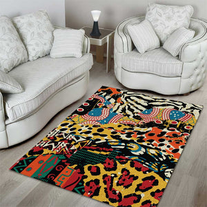 African Wildlife Area Rug Animal Pattern