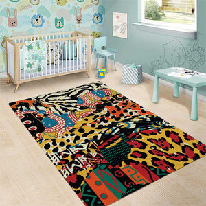 African Wildlife Area Rug Animal Pattern