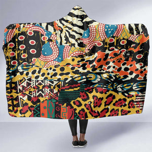 African Wildlife Hooded Blanket Animal Pattern