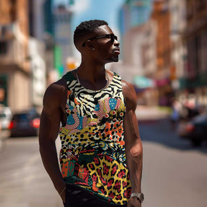 African Wildlife Men Tank Top Animal Pattern